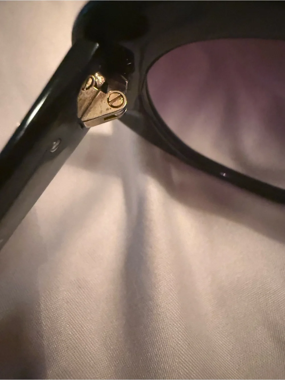 Tory Burch Black Sunglasses with Purple Gradient Lenses and Orange Case
